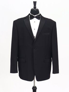 Vitarelli 48R Black Blazer Sport Coat Jacket 2-Button Tuxedo Solid Y968
